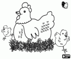 Huhn und zwei Küken für Ostern