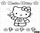 Puzzle von Hello Kitty mit blumen und vögeln