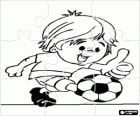 Puzzle von Jungen spielen Fußball