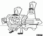 SpongeBob und sein Freund Patrick Star Elegants mit der Uniformen der Band