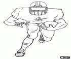 Angreifer-spieler, Running Back, läuft mit dem Ball in seinen Händen während eines amerikanischen Fußballspiel