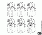 Weihnachten Alphabet, Buchstaben aus Santa. Großbuchstaben H bis M in der Bart des Weihnachtsmann