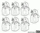 Weihnachten Alphabet, Buchstaben aus Santa. Großbuchstaben A bis G in der Bart des Weihnachtsmann