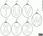 Weihnachtskugeln oder Christbaumschmuck Alphabet. Großbuchstaben T bis Z