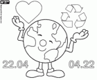 Tag der Erde, 22. April. Eine glückliche Welt, eine Welt des Recyclings und der Liebe für die Umwelt