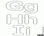 Buchstaben G, H und I der Blase Alphabet