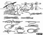 Entdeckungsreisende Üben mit dem Seil die verschiedenen Arten von Knoten