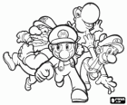 Wario, Mario, Yoshi und Luigi