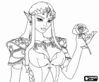 Die schöne Prinzessin Zelda mit einer Rose in der Hand