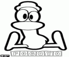 Pato, Pocoyo Freund, sitzen auf dem Boden