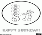 Glücklich Geburtstag 8 mit acht Cowboyhüte und Teddybären aus der Sesamstraße