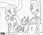 Robots puzzle. Puzzle von Herb Copperbottom und seine Frau Lydia mit seinem Baby Rodney Copperbottom
