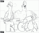 Rio Film Puzzle. Puzzle mit den Aras Blu, Jewel und die tucan Rafael