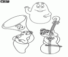Die Barbapapa Orchester, kann die barbapapas die gewünschte Form gebracht werden: zum Beispiel eine Posaune oder ein Cello