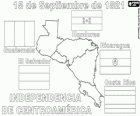 Unabhängigkeit von Mittelamerika, 15. September 1821. Gedenken an die Unabhängigkeit von Spanien in den modernen Staaten Guatemala, Honduras, El Salvador, Nicaragua und Costa Rica