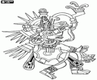 Quetzalcoatl, der aztekische Gott des Lebens, die gefiederte Schlange. Zeichnung aus dem Codex Bourbon