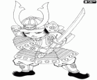 Samurai Krieger mit den klassischen Waffen im feudalen Japan