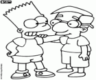 Bart Simpson und Milhouse Van Houten, zwei gute Freunde