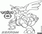 Zekrom, legendäre Pokémon, Drachen / Elektrisch. Pokémon Weiße Maskottchen