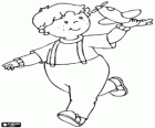 Der Freund von Caillou, Leo mit einem Spielzeugflugzeug zu spielen