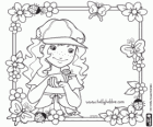 Holly Hobbie mit Marienkäfer, Schmetterlinge und Blumen