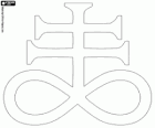 Satanischen Kreuz, Variation der alchemistische Symbol für den Schwefel