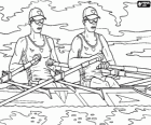 Rudern in zwei ohne Steuermann. Zwei Athleten in einer regatta