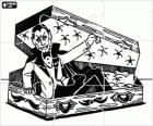 Graf Dracula-Puzzle. Puzzle von einem Vampir aus seinem Sarg