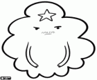 Lumpy Space Prinz, eine Wolke mit einem Schnurrbart und einem Stern auf dem Kopf