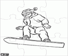 Sportarten auf Schnee Puzzle. Puzzle von einem Snowboarder in einen Sprung