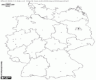 Karte von der Bundesrepublik Deutschland. Mit Küsten der Nordsee und der Ostsee, das Land grenzt an Dänemark, Polen, Tschechien, Österreich, Schweiz, Frankreich, Belgien und Niederlande
