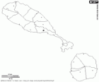 Karte der Föderation St. Kitts und Nevis. Hauptstadt: Basseterre. Diese beiden Inseln der Karibik sind das kleinste Land in Amerika