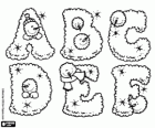 Großbuchstaben von A bis F mit dem Winter Alphabet