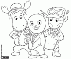Tyrone, Pablo und Uniqua, drei von den Backyardigans auf eines ihrer Abenteuer