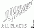 Logo der New Zealand Rugby-Nationalmannschaft All Blacks. Wahrzeichen, der Silberfarn