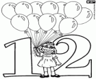 Nummer 12 und Prairie Dawn, das kleine Mädchen mit zwölf Ballons
