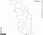 Karte von Togo, der Republik Togo. Hauptstadt: Lomé. Land in Afrika südlich der Sahara mit Küste im Golf von Guinea
