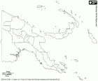 Karte von unabhängiger Staat von Papua Neuguinea. Hauptstadt: Port Moresby. Land, die die östliche Hälfte der Insel Neuguinea und anderen Inseln im Südwesten des Pazifischen Ozeans belegt