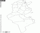 Karte von Tunesien, der Tunesischen Republik. Hauptstadt: Tunesien. Nordafrikanischen Land mit einer langen Küste am Mittelmeer