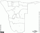 Karte der Republik Namibia. Hauptstadt: Windhoek. Land in Südwestafrika mit Küste zum Atlantik