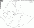 Karte der Demokratischen Bundesrepublik Äthiopien. Hauptstadt: Addis Abeba. Land am Horn von Afrika ohne Zugang zum Meer