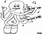 Ein Oktopus spielt viele Instrumente. Ein-Mann-Orchester, ein-octopus-Orchester