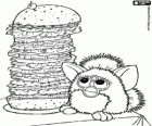 Eine hungrige Furby mit einen riesigen burger