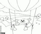 Ein Teddy-Bär in einem Heißluftballon
