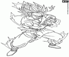 Goku super Sayajin 2. Goku wirft den Kamehameha-Angriff