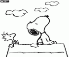 Snoopy und Woodstock Blick auf den Himmel