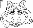 Das Gesicht des Miss Piggy aus der Muppets. Miss Piggy Maske