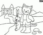 De Gestiefelte Kater geht auf die Burg des Königs mit der Hase, der gejagt hat