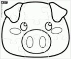 Puzzle mit der Maske ein kleines Schwein