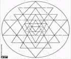 Puzzle von Mandala Yantra gemacht mit einer Sequenz von Dreiecken